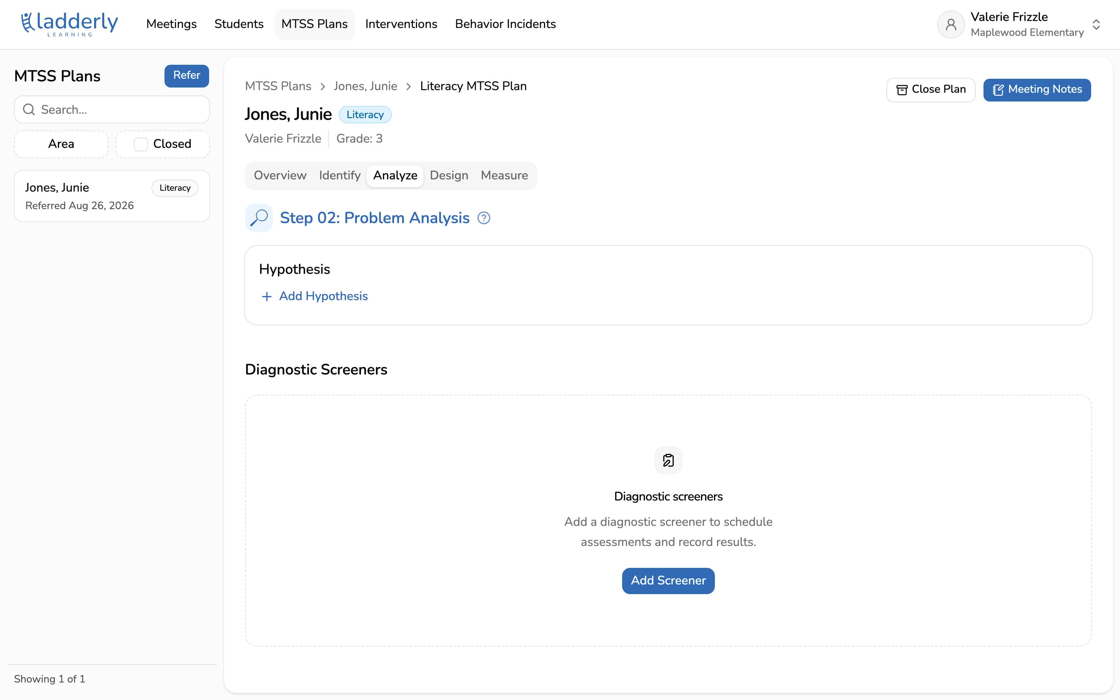 Add a screener from the Analyze tab