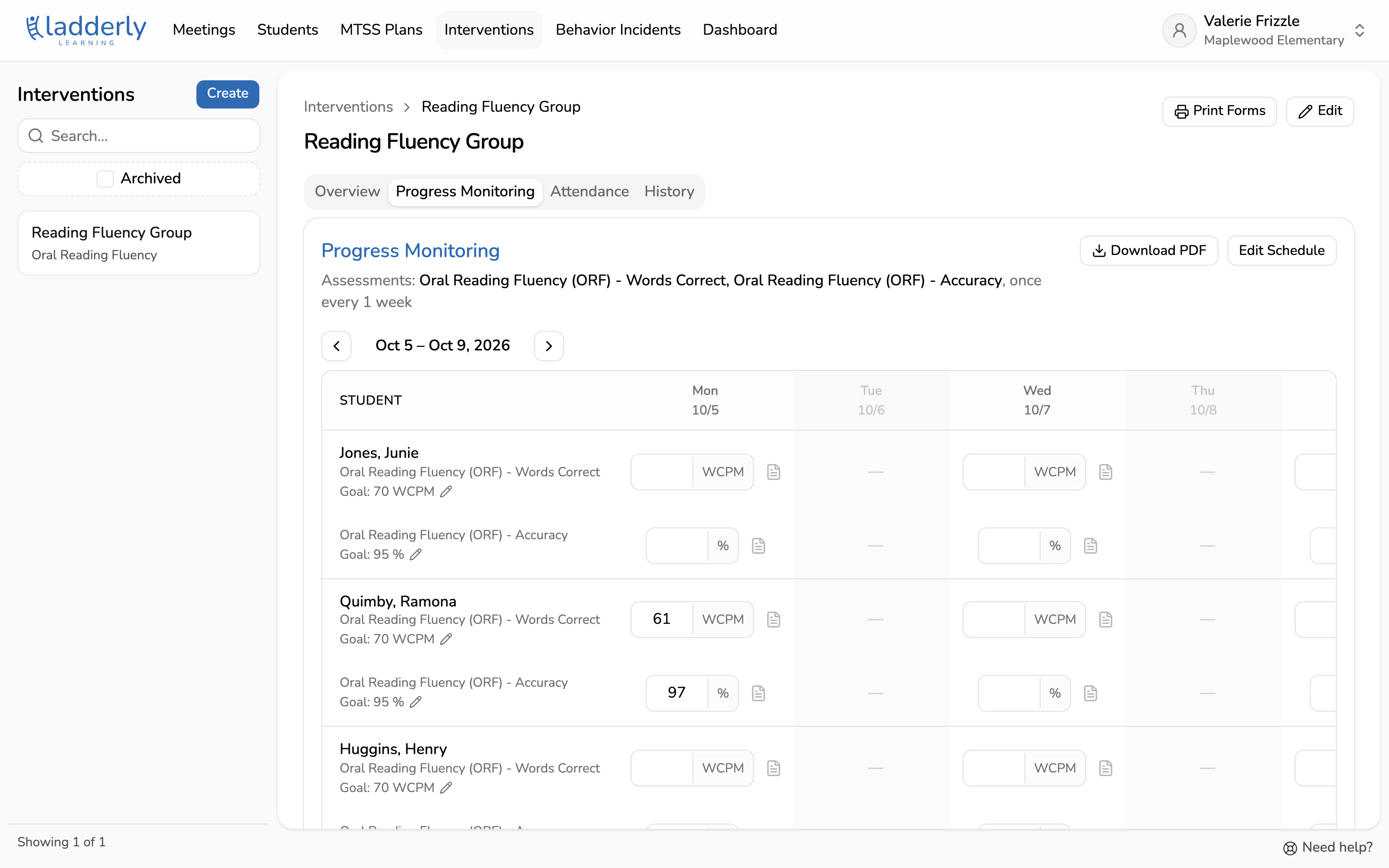 Open the Progress Monitoring tab