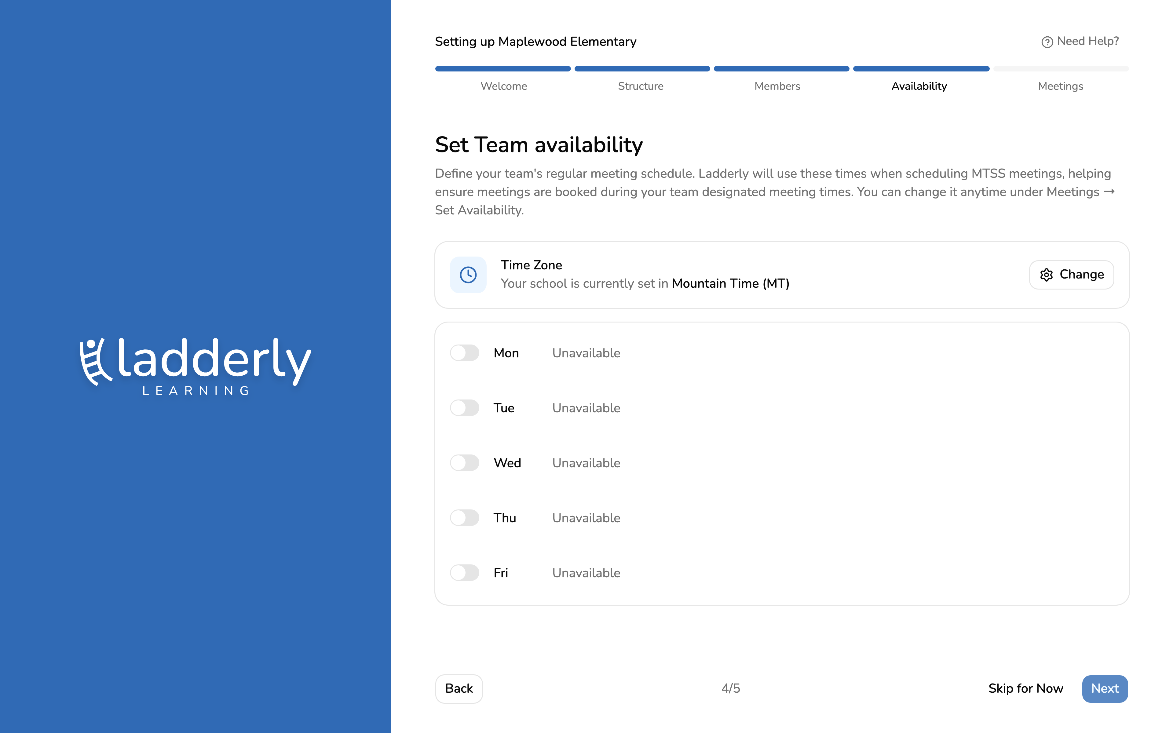 Set your team's meeting availability