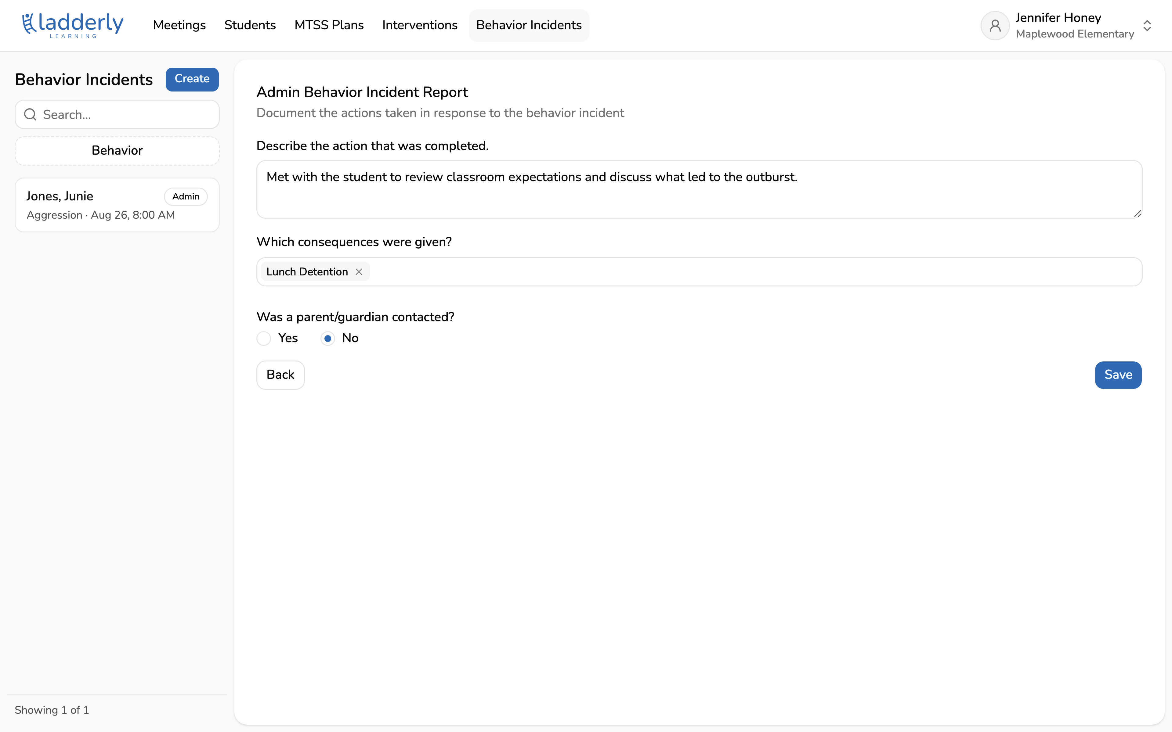 Record the admin follow-up